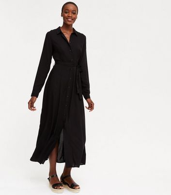 Tall Black Maxi Shirt Dress | New Look